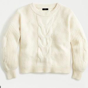 NWOT J. Crew cable knit balloon sleeve sweater